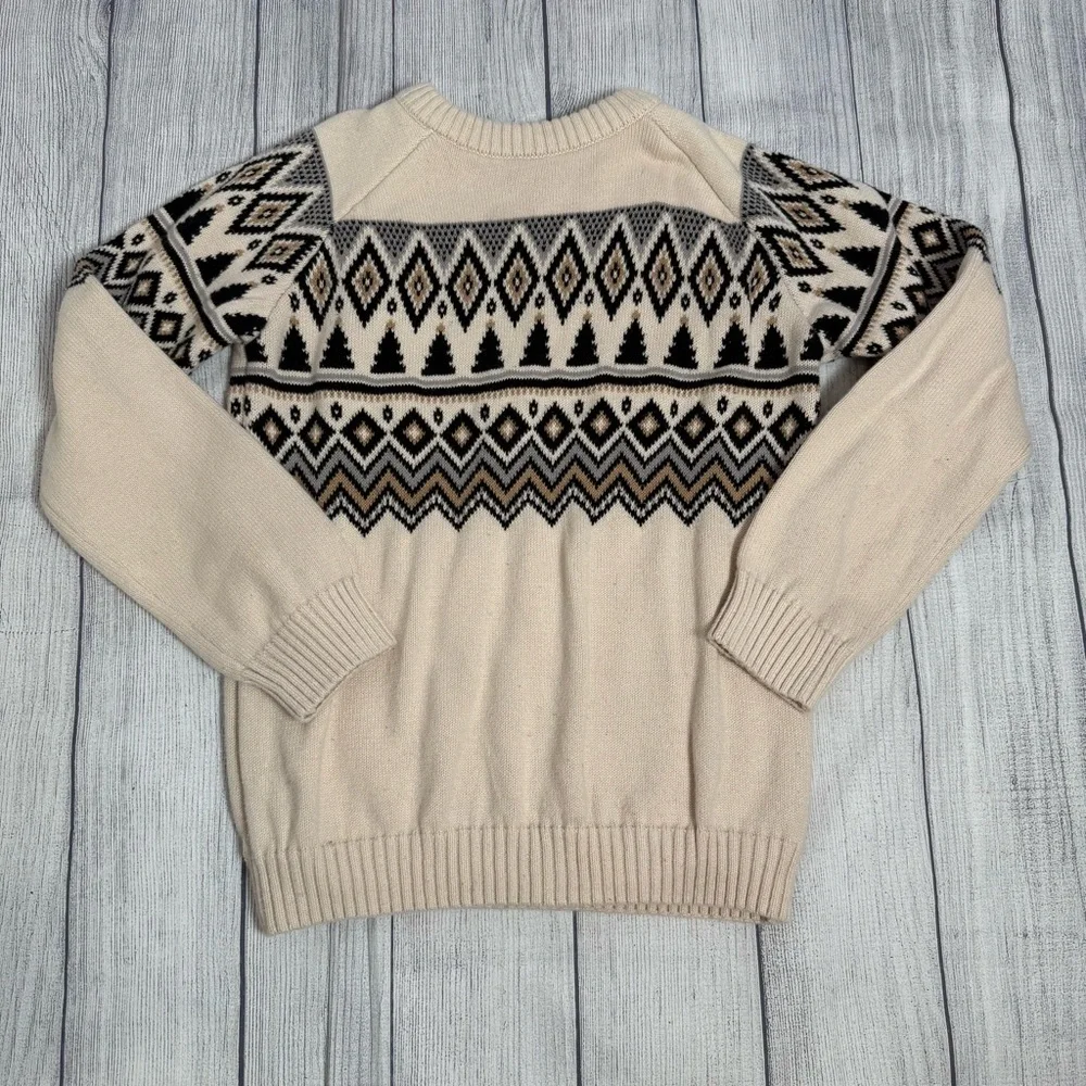 Gymboree Boys Fair Isle Cream Knit Nordic Sweater Size 12